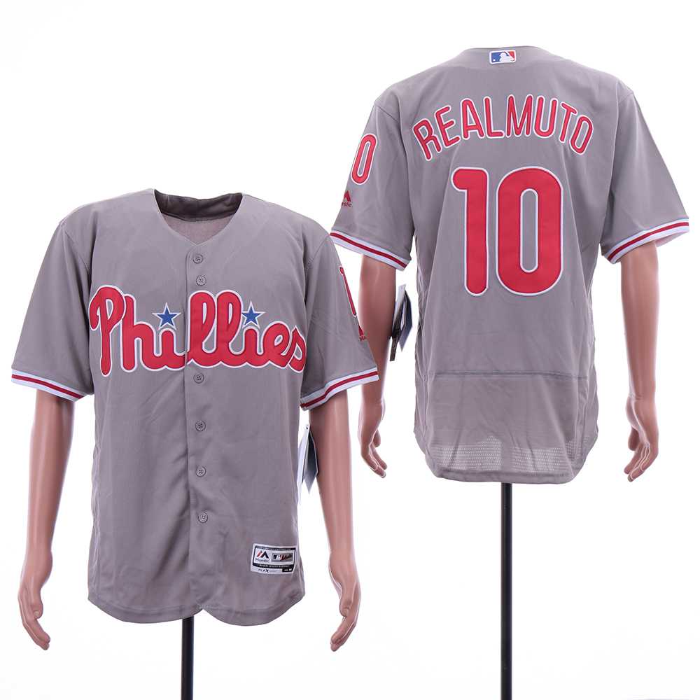 Phillies 10 J.T. Realmuto Gray Flexbase Jersey,We sell and wholesale Phillies 10 J.T. Realmuto Gray Flexbase Jersey on line form chian!
